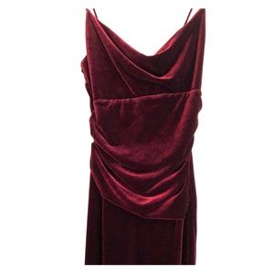 Wine colored velvet evening dress